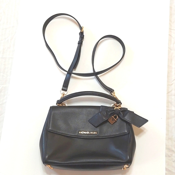 Michael Kors Ava Top Handle Small Satchel With With Black Bow With Dustcover - Picture 1 of 13